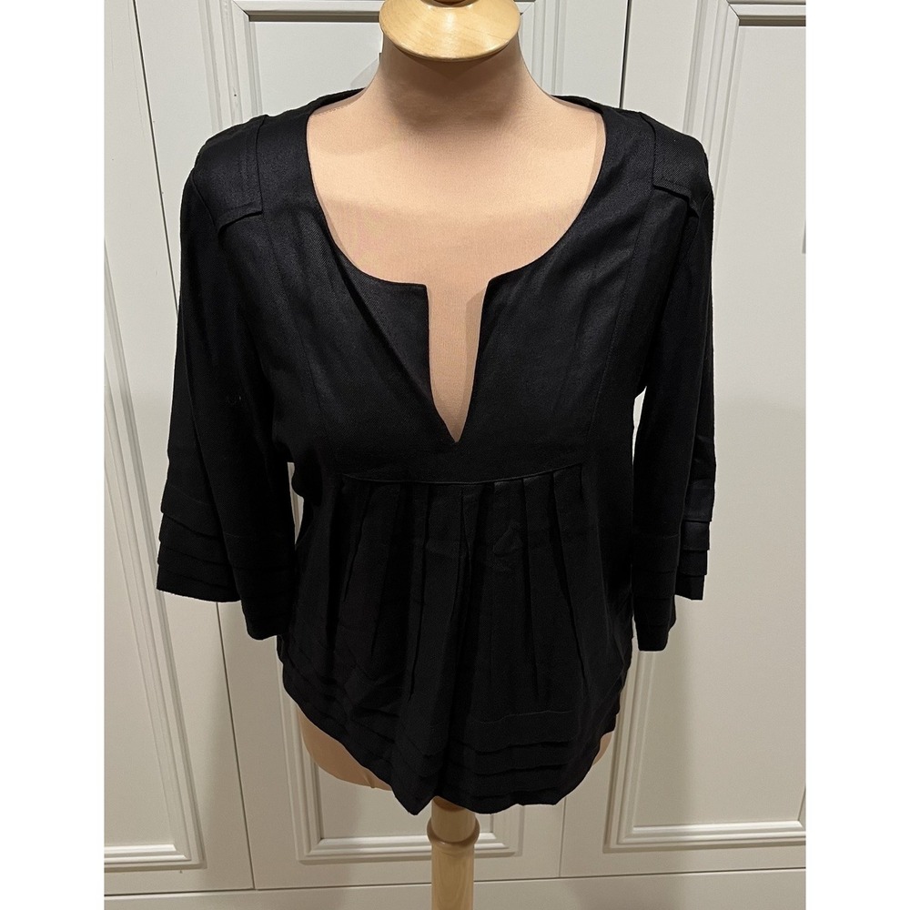 Antik Batik Women's Black Esther Blouse Size Small‎ Minimalist Quiet Luxury